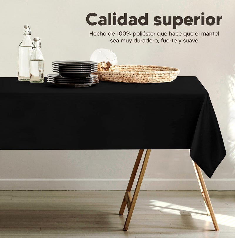 Utopia Kitchen Rectangle Table Cloth 2 Pack [60x84 Inches, Black] Tablecloth Machine Washable Fabric Polyester Table Cover for Dining, Buffet Parties, Picnic, Events, Weddings and Restaurants - Image 4